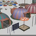 Colorful Amusement Equipment Collection With Ferris Wheel Carousel Tents Tracks Tunnel And Vehicles