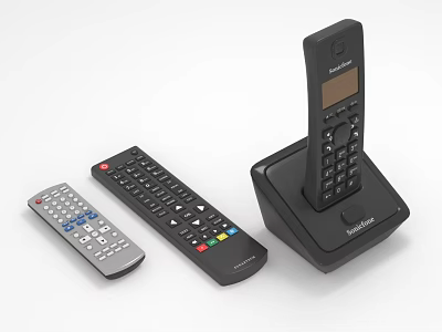 Digital Cordless Phone and Remote Controls with Modern Design Functional Buttons 3d model