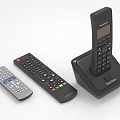 Digital Cordless Phone and Remote Controls with Modern Design Functional Buttons 3d model