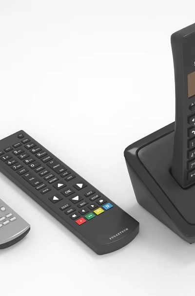Digital Cordless Phone and Remote Controls with Modern Design Functional Buttons 3d model