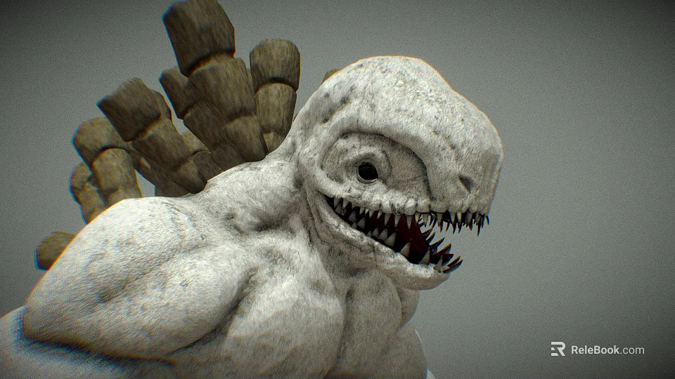 3D Monster Model With Sharp Teeth Muscular Body And Rocky Structure 3d model