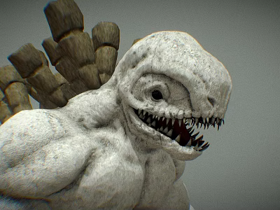 3D Monster Model With Sharp Teeth Muscular Body And Rocky Structure 3d model