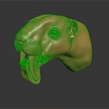 Golden Panther Head Sculpture With Detailed Facial Features And Shiny Surface