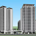 Modern High Rise Residential Complex Layout With Green Areas And Entrance