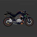 Deep Blue Sport Motorcycle With Orange Accents Green Details And Streamlined Design