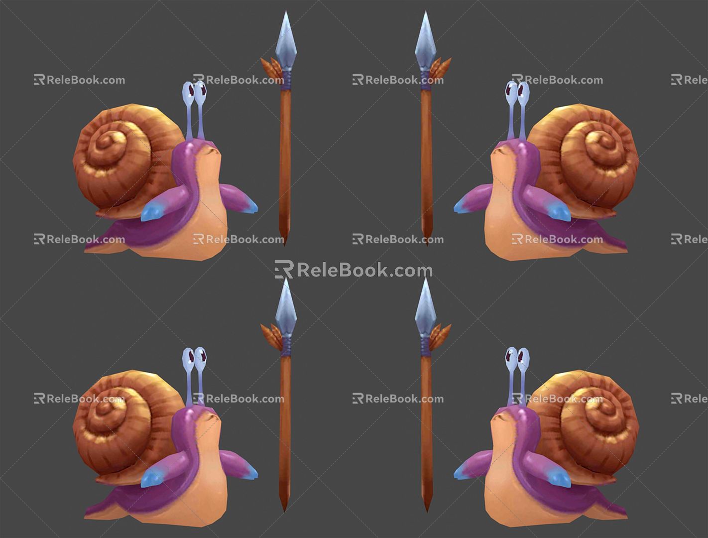 Modern Cartoon Characters Snail 3d model