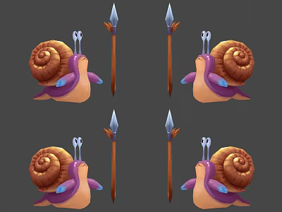 Modern Cartoon Characters Snail 3d model