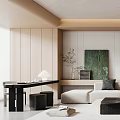 Modern Living Room Interior With Beige Sofa Black Coffee Table Wooden Bookshelf And Floor Lamp