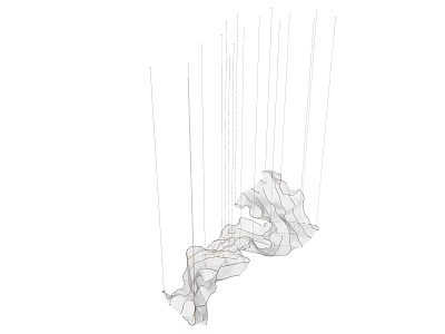 Artistic Modern Irregular Shaped Chandelier With Sculptural Design And Hanging Cables 3d model