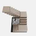 Modern Staircase Featuring Wooden Steps Glass Railings White Pebbles And Small Tree