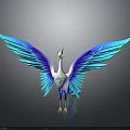 Majestic Fantasy Bird With Vibrant Blue Purple Wings And White Body