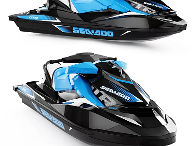 Sea Doo Jet Skis With Black And Blue Design 3d model