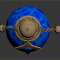 Blue Decorative Living Bottle With Golden Star Shaped Pattern Chain And Base Design