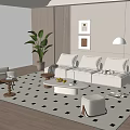 Modern Sofa Coffee Table Combination Sofa Combination Multi-person Sofa Leisure Chair Coffee Table Floor Lamp Sofa Stool 3d model