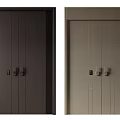Modern Double Doors Dark Brown and Light Beige Sleek Vertical Lines and Minimalist Design