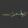 Green Vintage Bicycle With Brown Seat Yellow Rims And Blue White Handlebar On Gray Background