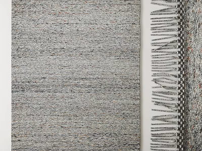 Gray Woven Square Rug With Textured Pattern And Fringed Edge Design 3d model