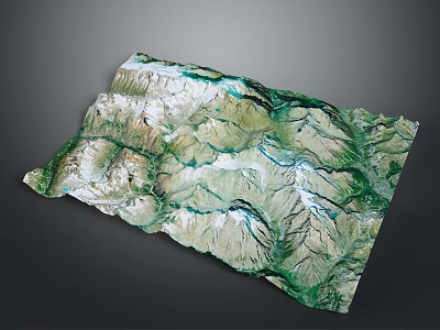 Detailed 3D Mountain Landscape Terrain Model With Rivers And Green Vegetation 3d model