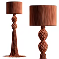 Modern Brown Braided Floor Lamp With Fabric Shade And Tassel Details