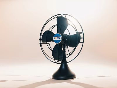 Black NOVA Air Conditioner Fan With Classic Metal Grille And Stable Black Base 3d model