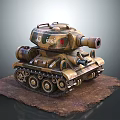 Armored Military Tank With Camouflage Paint Turret Cannon Tracks And Number Marking