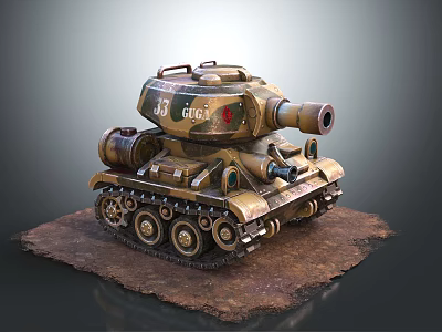 Armored Military Tank With Camouflage Paint Turret Cannon Tracks And Number Marking 3d model