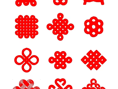Traditional Red Carved Patterns With Various Decorative Shapes And Designs 3d model