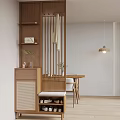 Nordic-Quiet Partition Shoe Cabinet 3d model