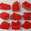 Red Book Shaped Wall Decor With Different Open Designs For Home Decoration 3d model