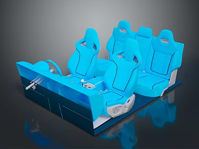 Modern Blue Automotive Seat Components With Ergonomic Seats Console And Adjustment Mechanisms 3d model