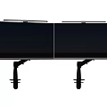 Dual Black Computer Monitors with Adjustable Stands for Office Work Setup