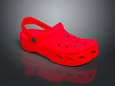 Red Clog Shoes Featuring Holes Straps And Comfortable Sole For Casual Everyday Wear 3d model