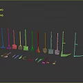 Essential Hardware Tools Collection With Shovels Rakes Pliers And Knives Arranged On Black Background
