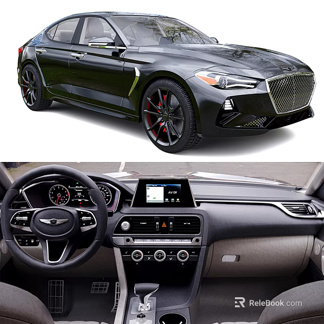 Luxury Black Car With Distinctive Grille Modern Interior And Red Accent Wheels 3d model 