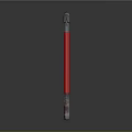 Industrial Metal Tool With Curved Hook And Red Long Handle Design