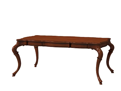 Traditional Solid Wood Brown Dining Table With Ornate Carved Legs Design 3d model