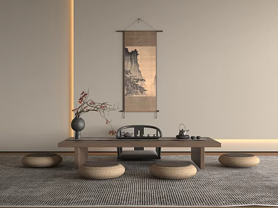 New Chinese Zen Tea Room Tatami Tea Room 3d model