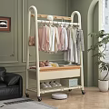 Mobile Clothing Rack with Hanging Clothes Storage Shelf Toy and Shoes in Living Room