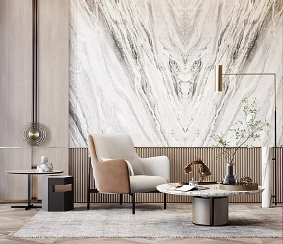 Modern coffee table single chair coffee table corner table combination 3d model