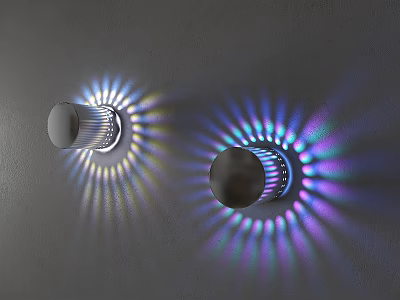 Decorative Wall Lights Pair With Colorful Radial Light Mounted On Wall 3d model