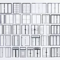 Various Window And Door Design Options With Different Glass Panel Styles 3d model