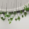 Modern Chandelier With Hanging Green Plants And Light Bulbs In Ceiling Design