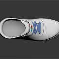 White High Top Shoes With Blue Laces Colorful Logo And Velcro Strap