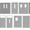 Various Modern Steel Doors With Different Window And Panel Designs 3d model