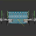 3D Model of Industrial Mechanical Device With Green Panels And Internal Components