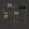 Military Scene With Metal Tower Green Container Yellow Crate Black Vehicle And Gray Platform