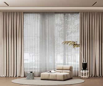 Modern Curtain Fabric Curtain 3d model