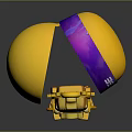 Golden Egg Shaped Commercial Equipment with Internal Statue and Purple New Year Label Display Structure