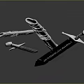 Three Silver Swords Display Featuring Short And Long Blades With Sheath On Dark Surface 3d model