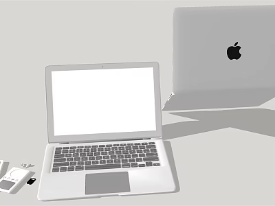 Apple Laptop With Open Screen Closed Back And Phone Charger Accessories 3d model